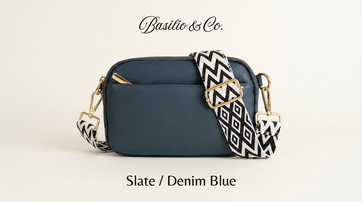Maya Vegan Leather Woven-Strap Camera Crossbody